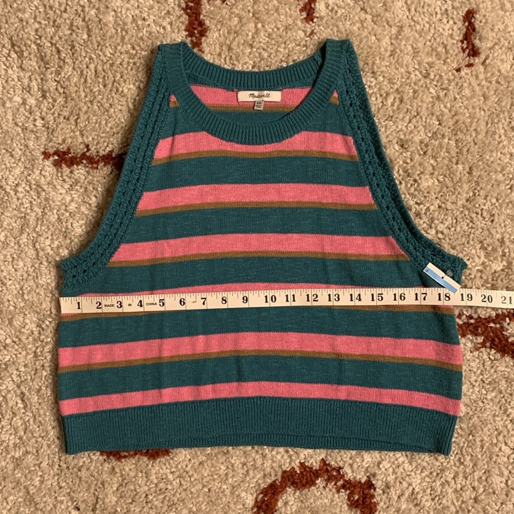 NWOT- Madewell- Cropped Pink and Blue Knit Sweater- XXL - Picture 6 of 10
